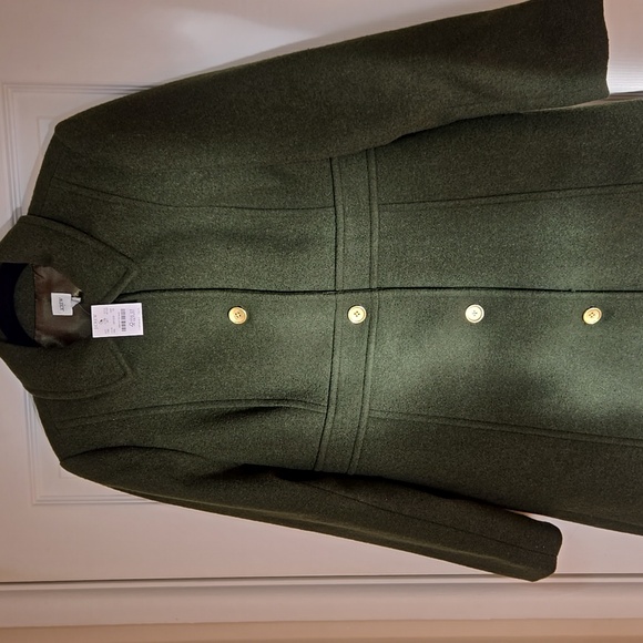 J.Crew Day Lady Coat Pine Green Wool Blend Tailored Midi NWT Size 12 *Sold Out* - Picture 10 of 13